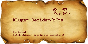 Kluger Dezideráta névjegykártya